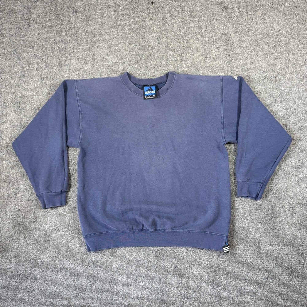 VTG Adidas True to the Sport Sun Faded Distressed Sweatshirt Blue Mens Medium